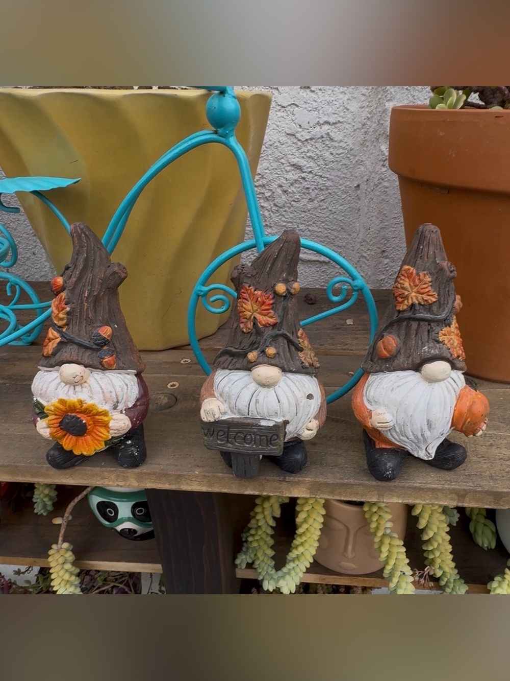Set of 3 Fall Themed Garden Gnomes Autumn Decor